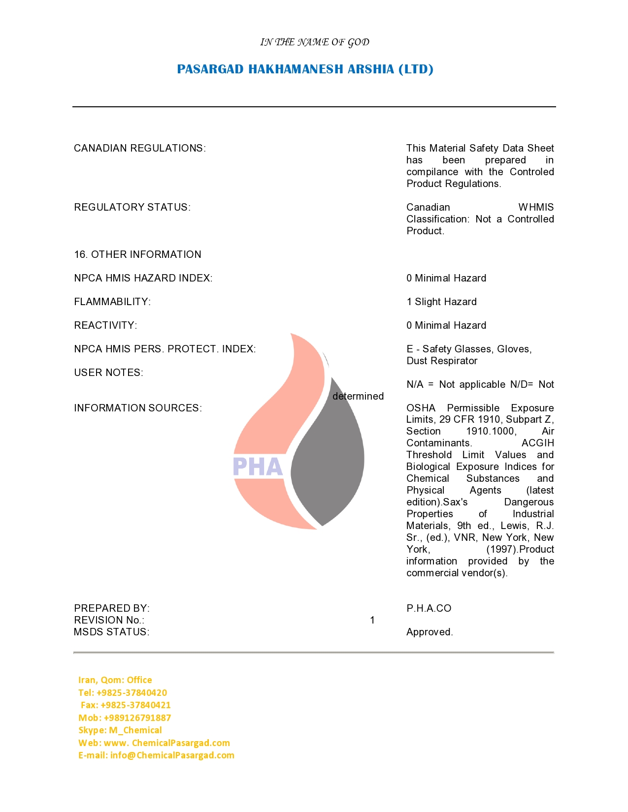 MSDS POWDER NATURAL BITUMEN