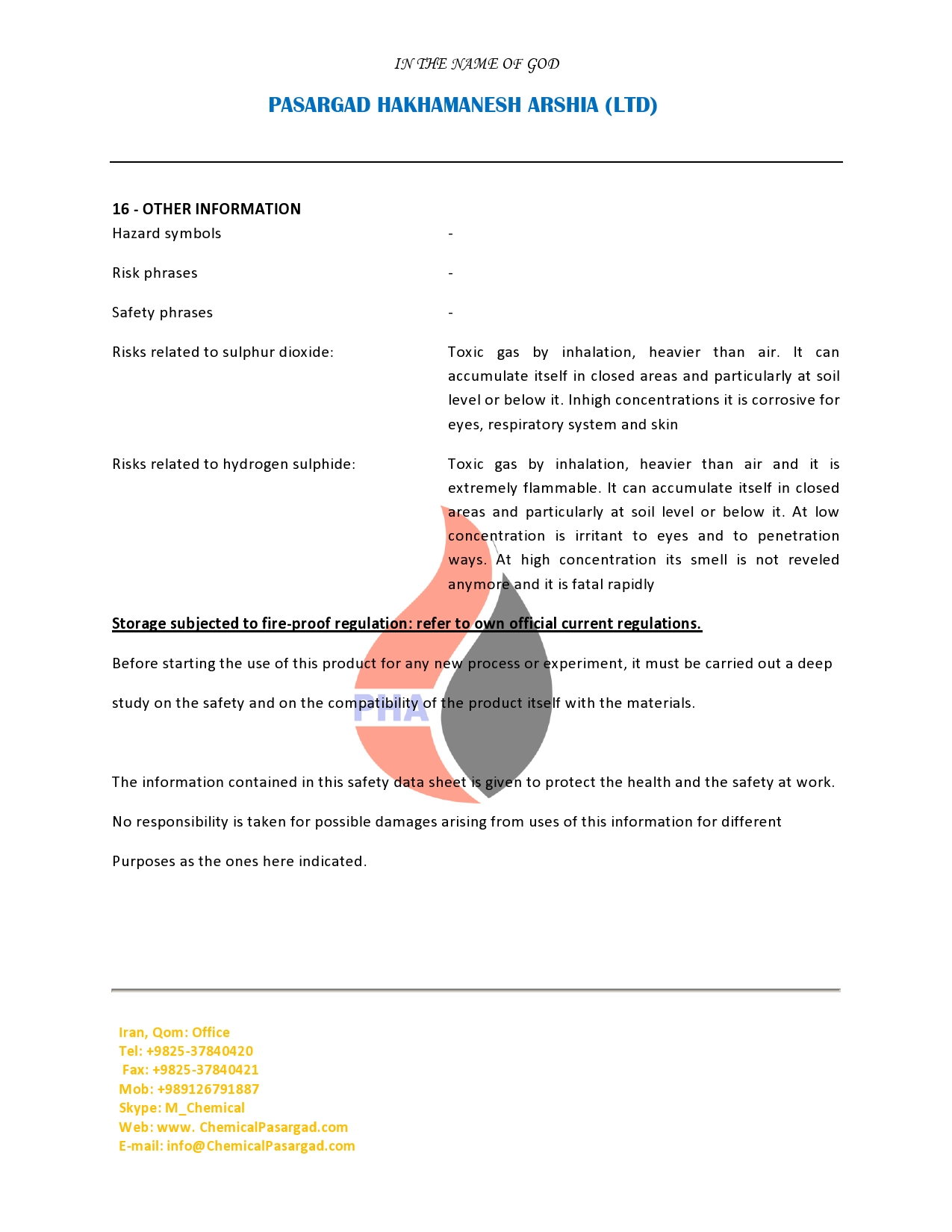 MATERIAL SAFETY DATA SHEET SULPHUR HIGH PURITY 